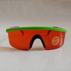 (NWT) Vintage 90's Junior One Piece Blade Sports Sunglasses (Green/Purple)